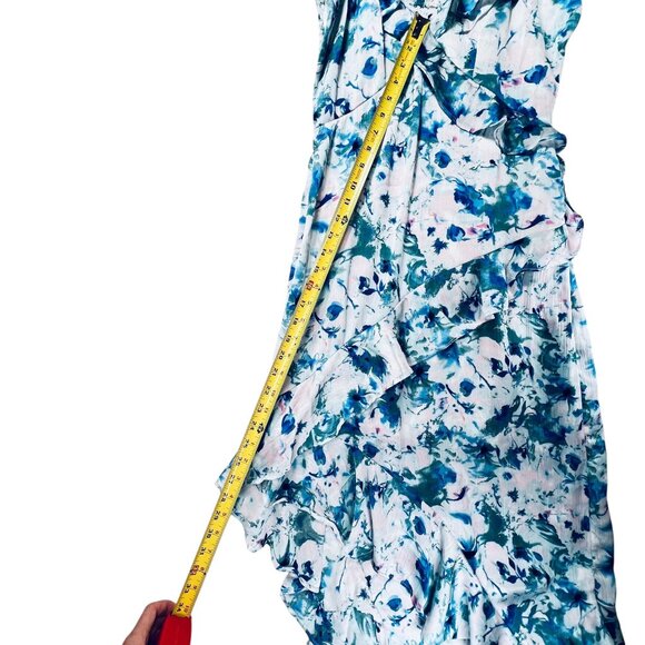 Japna Floral Ruffle Midi Dress HiLo Tiered Adjustable Straps Blue Green Pink XL - Picture 16 of 16